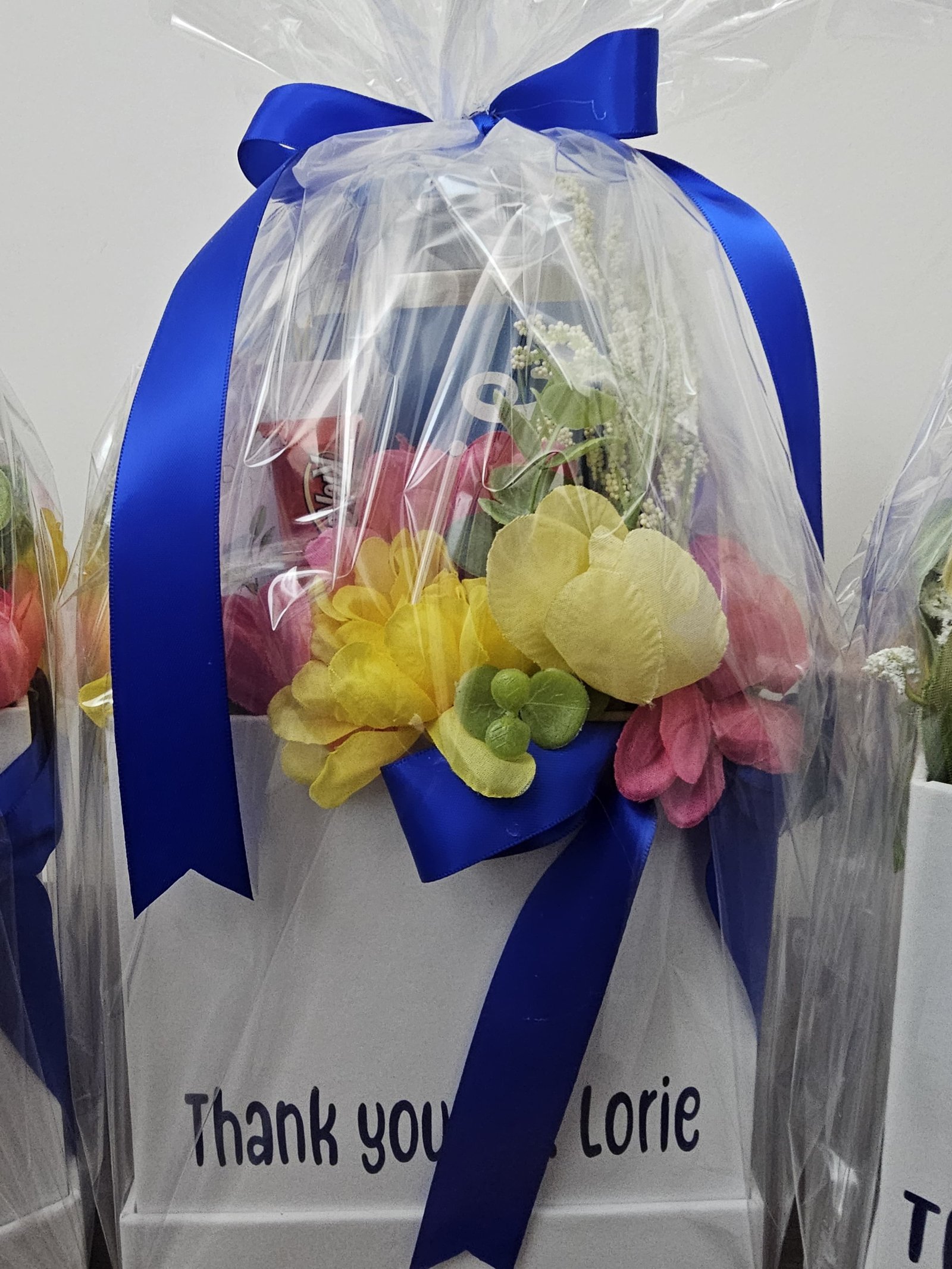Personalized blue ribbon thank-you gift bag