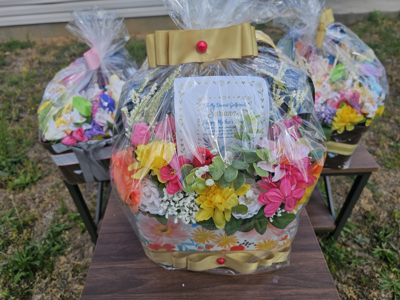 Large outdoor floral gift basket