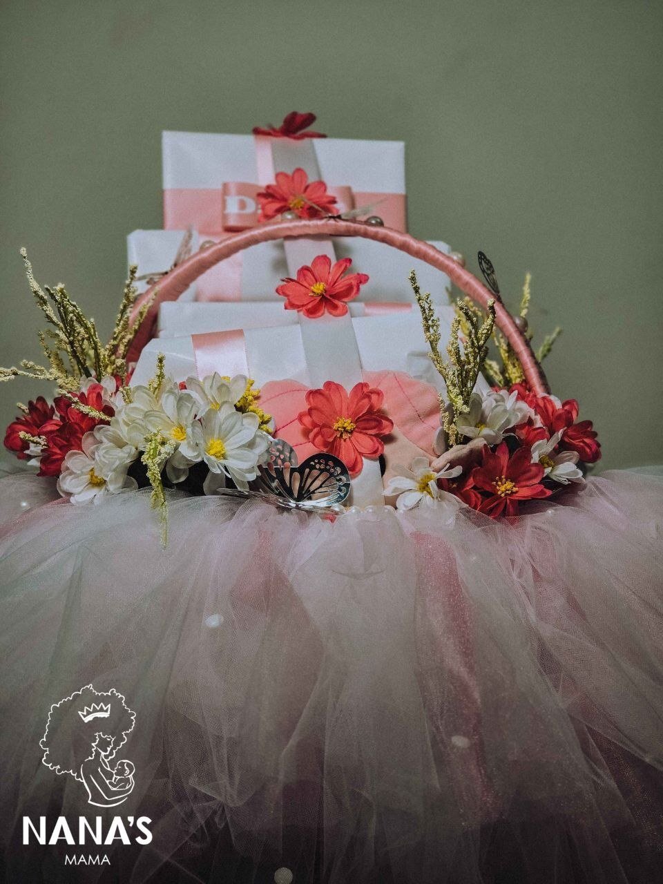 Nana's Mama pink floral wedding gift hamper